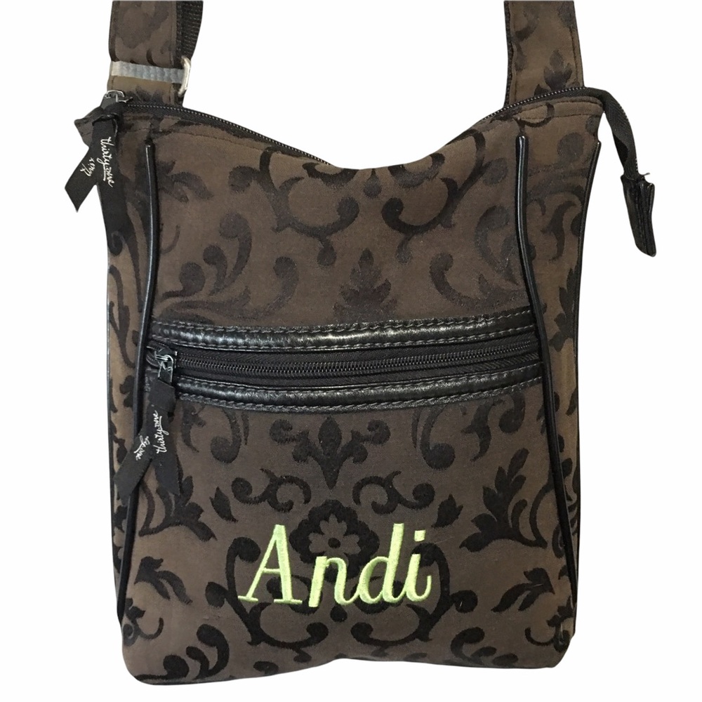 CB Shoulder Monogrammed Bag Thirty-one Swirley design Brown EUC